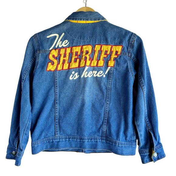 Disney Other - Disney Toy Story Woody Character Sheriff Denim Jeans Jacket Kids Size 9/10